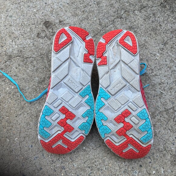 Hoka One One Clifton 4 Womens 9.5 Red Blue Running Walking Sneaker Trainers Gym - Picture 6 of 7